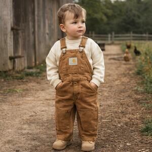 Carhartt Vintage Toddler Brown Duck Bib Overalls Made In USA Union 2T